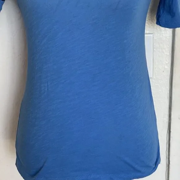 J Crew Womens Blouse Sz XXS Randy Raglan Tee Shirt Baseball Short Sleeve Striped - Picture 5 of 12